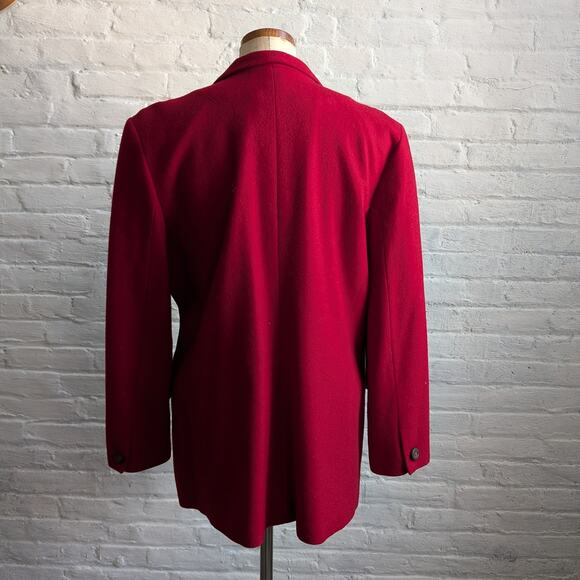 Vintage Red Wool Jacket Chic Minimalist Romance Red Blazer Red Wool Coat Medium - Picture 6 of 8